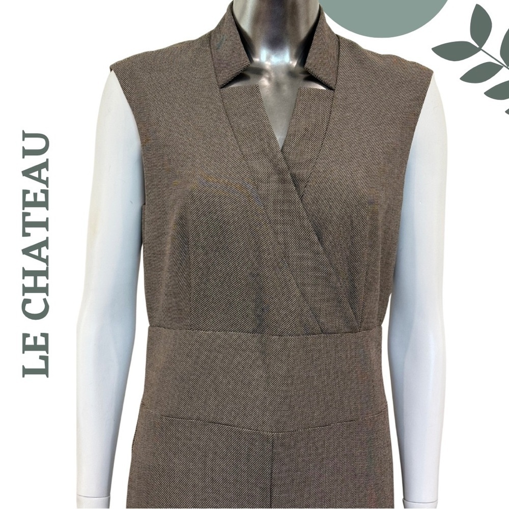 Le Chateau Sleeveless Jumpsuit Wide Leg Taupe Brown Small - Picture 6 of 10